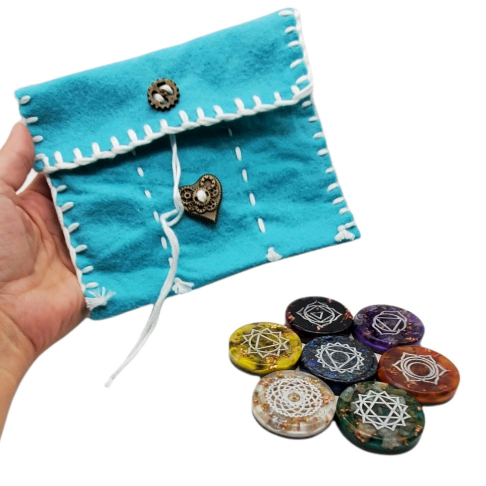 7 Chakras Orgonites Set with Pouch