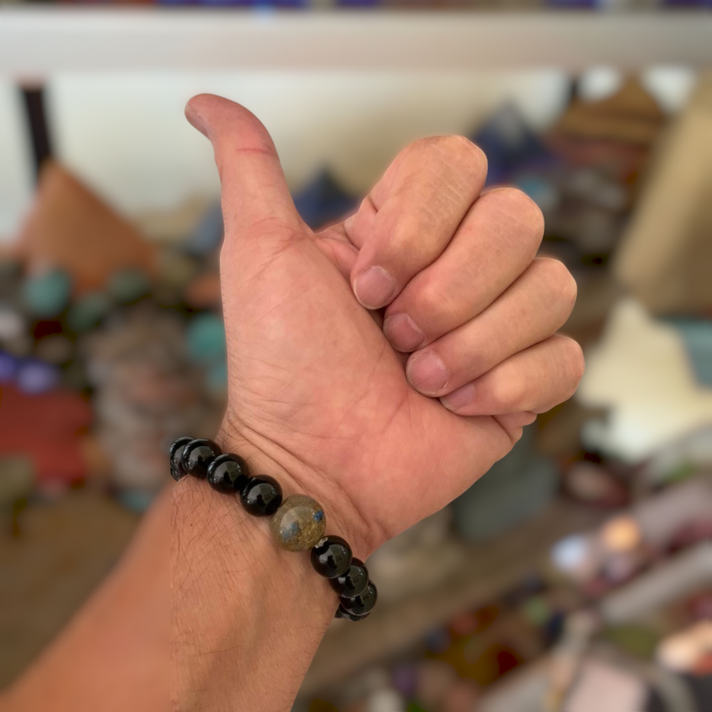 Shield of Vitaliy Orgonite Bracelet - Black Tourmaline & Shungite, Handcrafted D