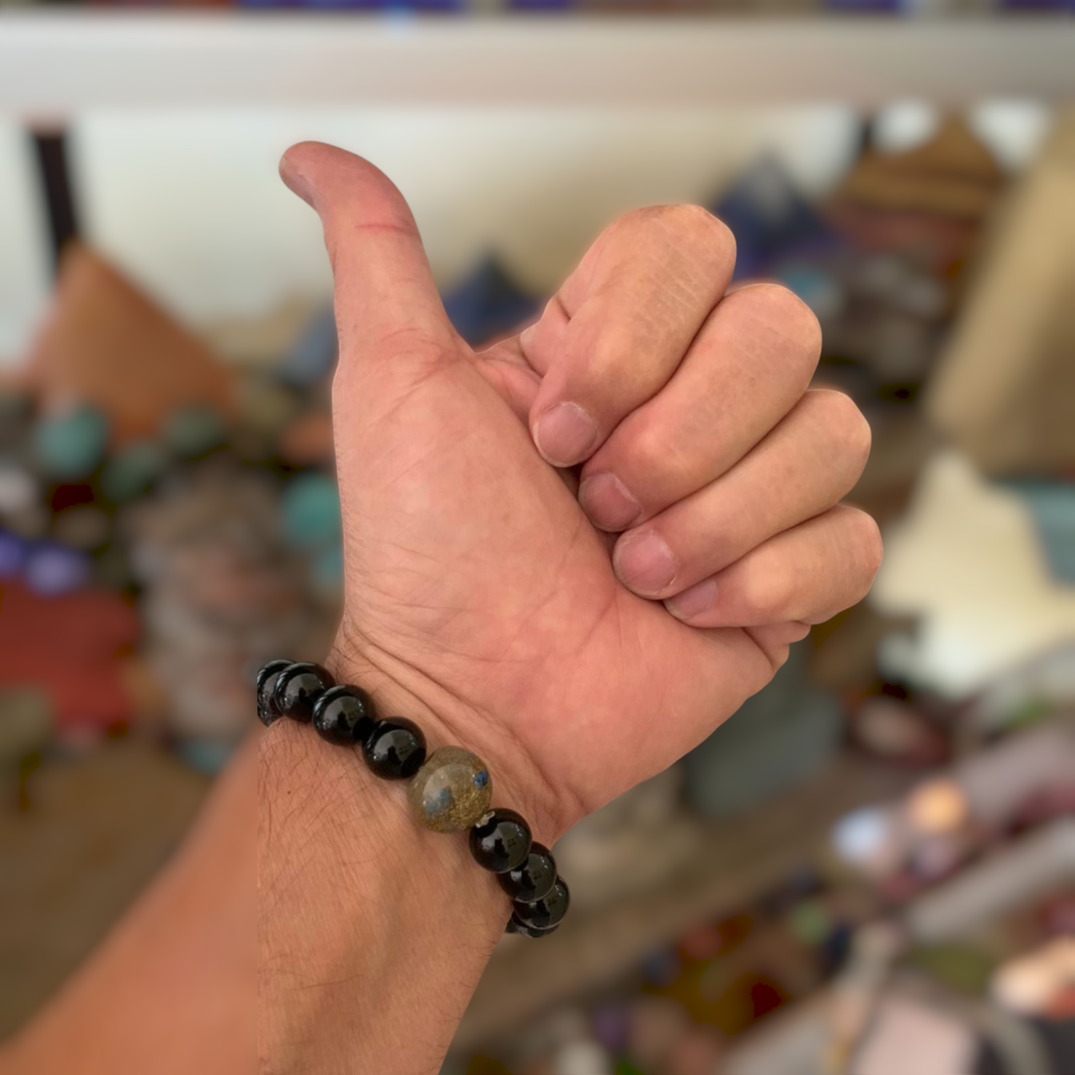 Shield of Vitaliy Orgonite Bracelet - Black Tourmaline & Shungite, Handcrafted D