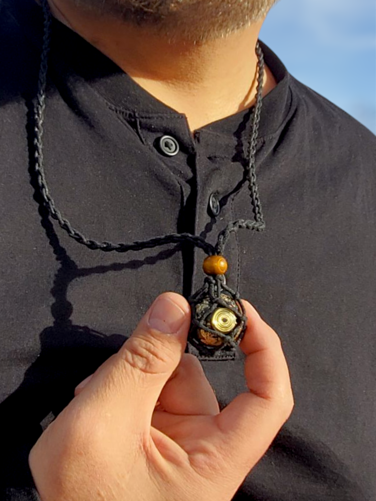 EMF Shielding Necklace - Adjustable 100% Orgonite Sphere with Boho-Style Braided