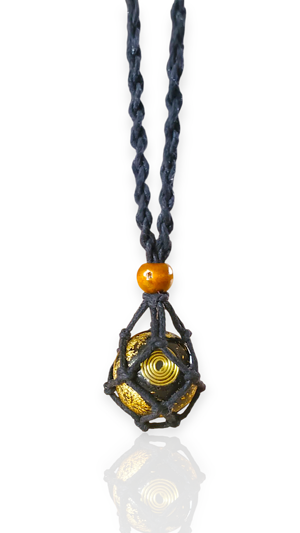 EMF Shielding Necklace - Adjustable 100% Orgonite Sphere with Boho-Style Braided